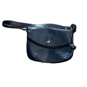 JackFrench Dark Blue Smooth Leather Shoulder Bag Purse